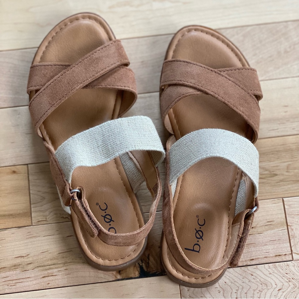 B.Ø.C Brown and Cream Sandals US 6 EU 36.5 NIB